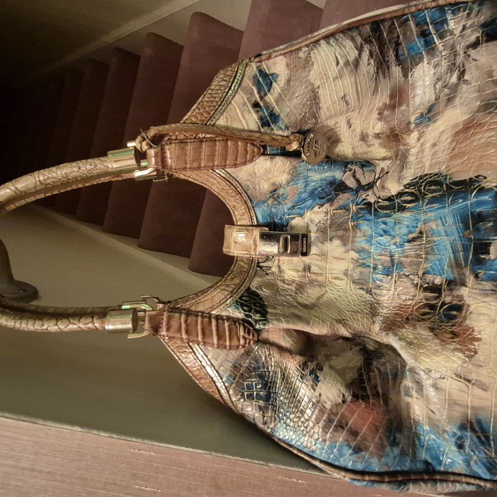 Artistic Brown and Blue Shoulder Bag